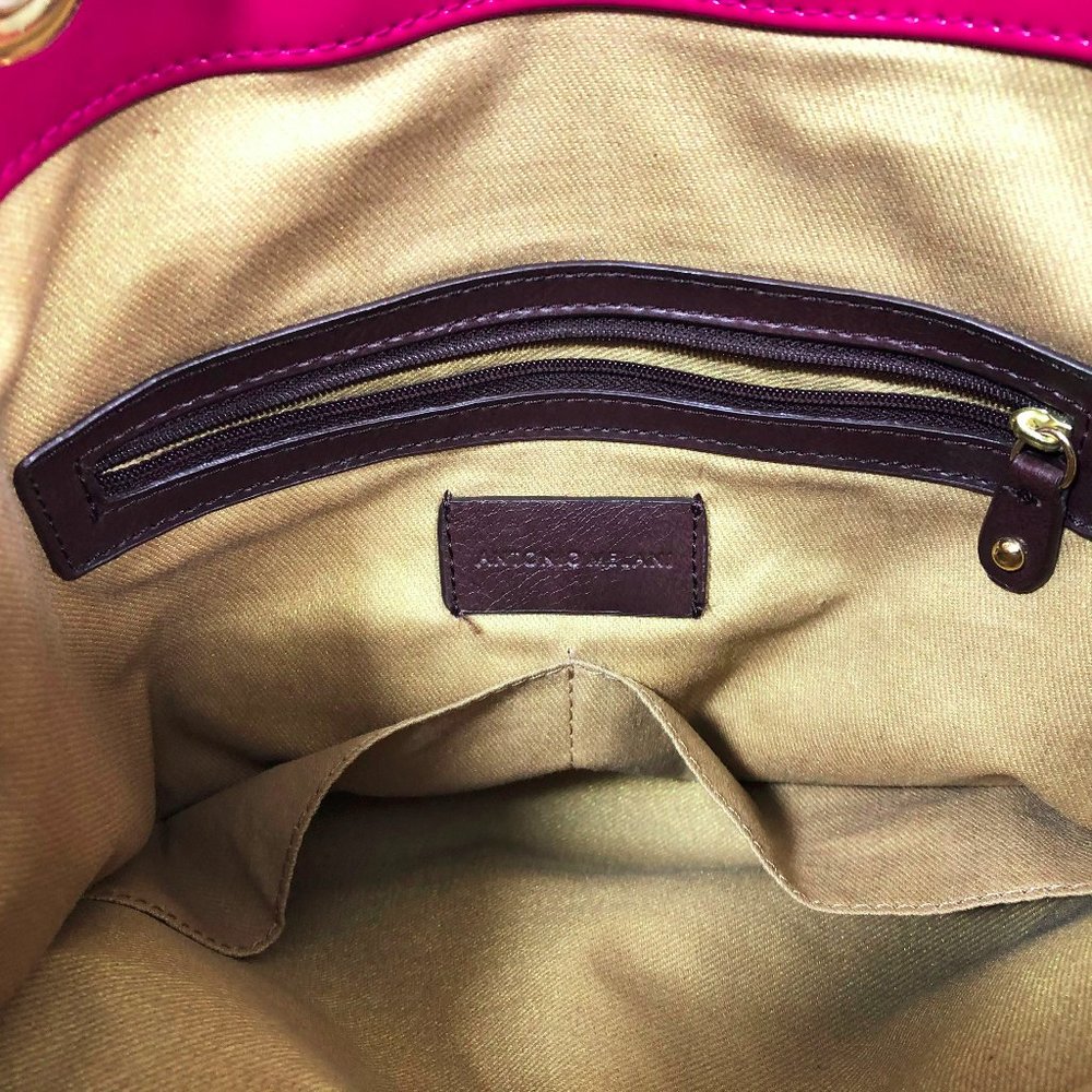 VGC Raspberry Basket Weave Faux Leather Tote - Picture 6 of 7